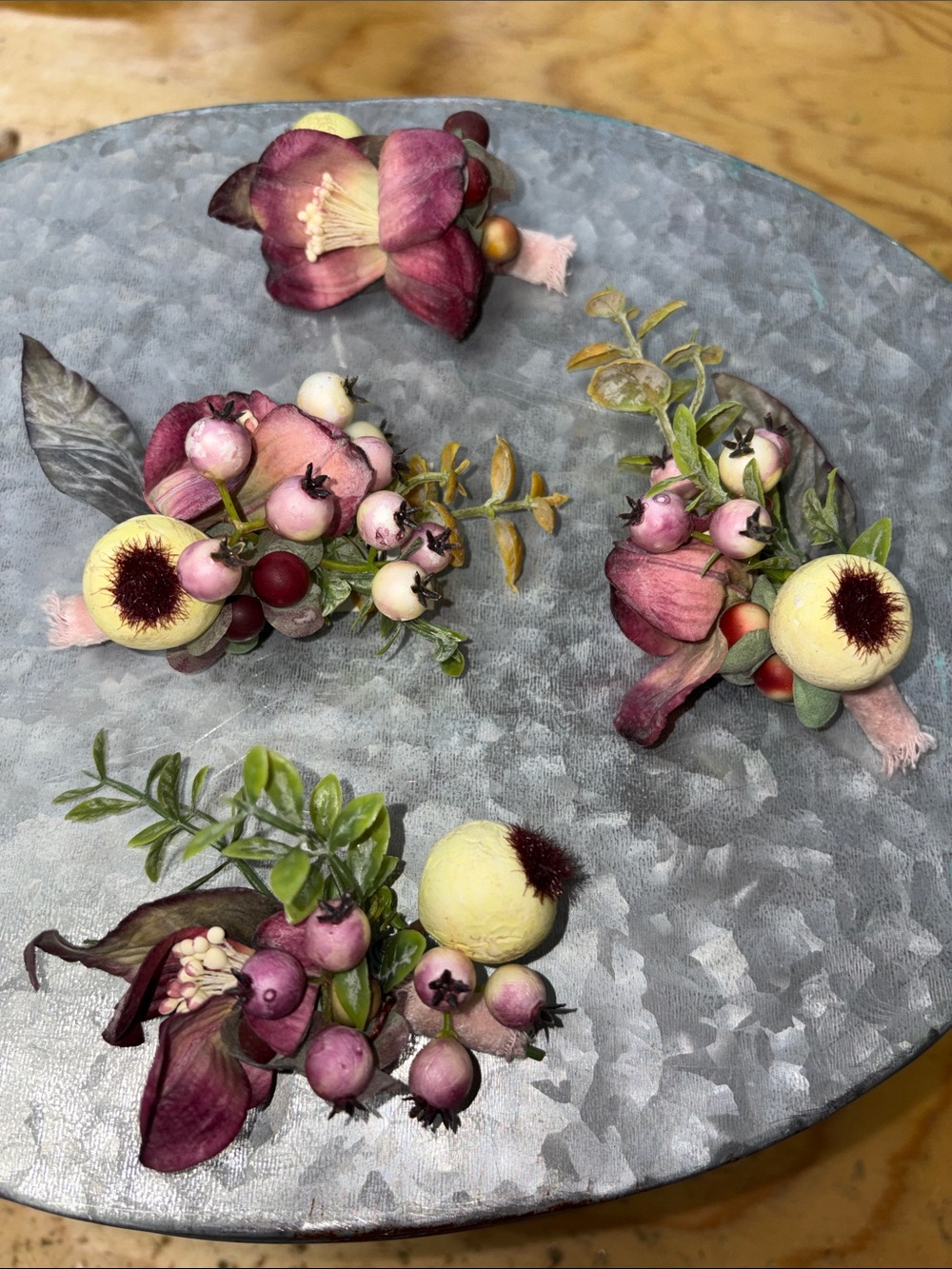 Handcrafted Pink Berry Floral Boutonnières - Home Other